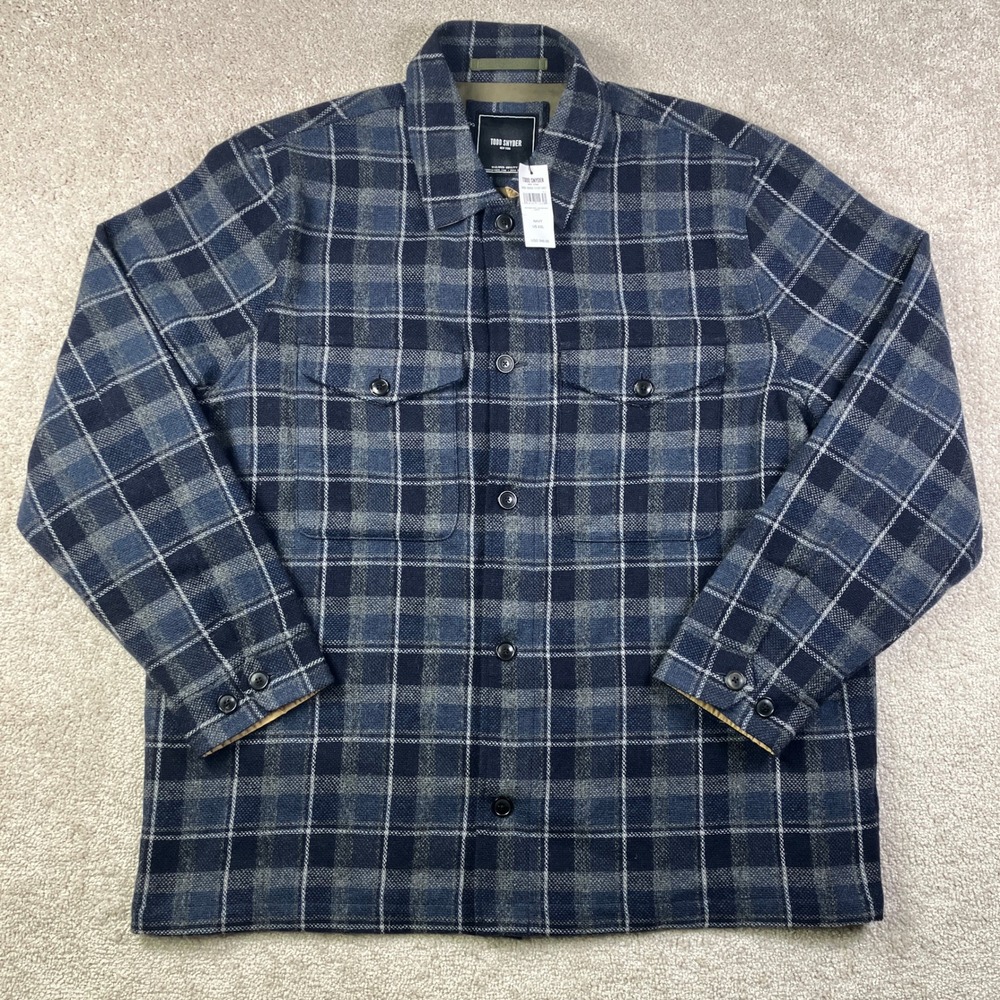 NEW Todd Snyder Wool Lowland Men's 2XL Work Shirt Jacket Shacket Navy Plaid $348